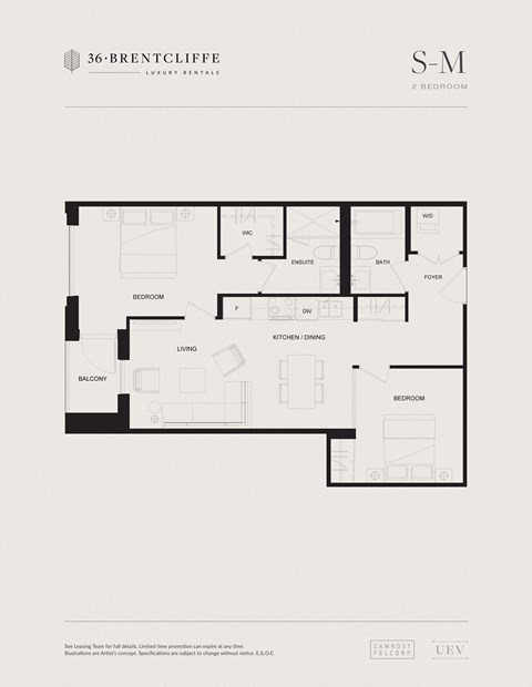 a 1 bedroom floor plan of a 2 bedroom apartment in thessalonika residences